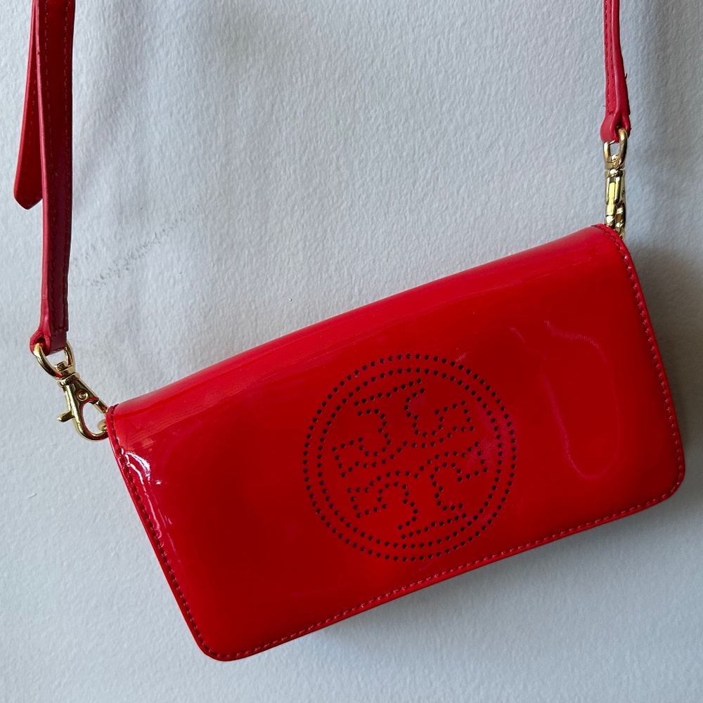 Tory Burch Red Patent Leather Crossbody Purse
